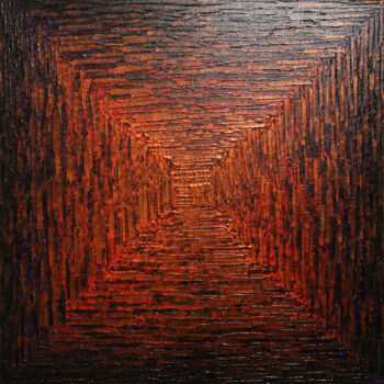 Ζωγραφική με τίτλο "Dégradé carré orang…" από Jonathan Pradillon, Αυθεντικά έργα τέχνης, Ακρυλικό Τοποθετήθηκε στο Ξύλινο φο…