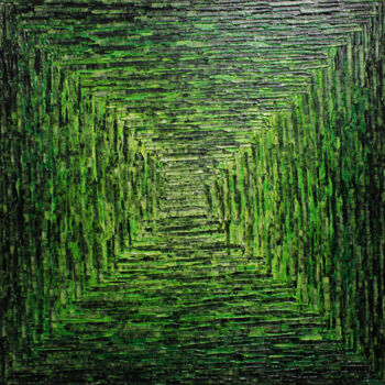 Malerei mit dem Titel "Dégradé carré vert." von Jonathan Pradillon, Original-Kunstwerk, Acryl Auf Keilrahmen aus Holz montie…