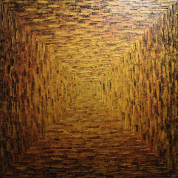 Ζωγραφική με τίτλο "Grand dégradé carré…" από Jonathan Pradillon, Αυθεντικά έργα τέχνης, Ακρυλικό Τοποθετήθηκε στο Ξύλινο φο…