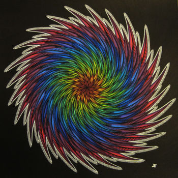 Schilderij getiteld "Spirale" door Jonathan Pradillon, Origineel Kunstwerk, Acryl Gemonteerd op Karton