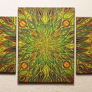 Painting titled "Diffusion colorée" by Jonathan Pradillon, Original Artwork, Acrylic Mounted on Wood Stretcher frame