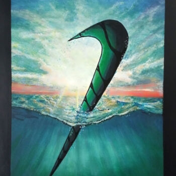 Painting titled "Nike Ocean" by Jonathan Soukhavanh, Original Artwork, Acrylic Mounted on Cardboard