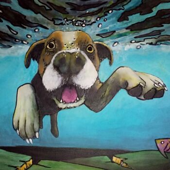 Peinture intitulée "Dog portrait 0.4" par Jonathan Soukhavanh, Œuvre d'art originale, Acrylique