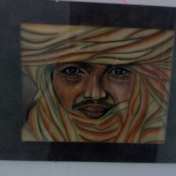 Painting titled "Touareg "regard des…" by Jonathan Pouezevara, Original Artwork, Pastel