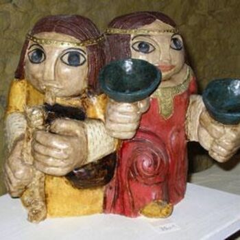 Sculpture titled "Musiciens" by Jongleurs De Terre, Original Artwork, Ceramics