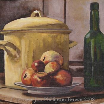 Pintura titulada "Bodegon con Manzanas" por Jon Phillipson Brown, Obra de arte original, Otro