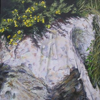Painting titled "Gorse and Rocks, 20…" by Jon Phillipson Brown, Original Artwork, Oil
