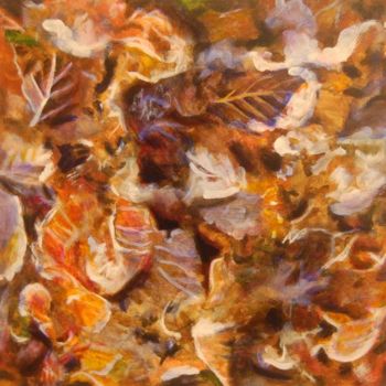 Painting titled "Fallen hazel leaves" by Jon Phillipson Brown, Original Artwork, Oil