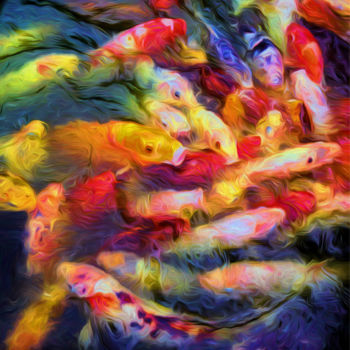 Digital Arts titled "Koi Pond" by Jon Woodhams, Original Artwork, 2D Digital Work
