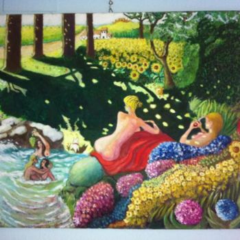 Painting titled ""El baño entre los…" by Joper, Original Artwork, Oil