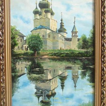 Pittura intitolato "Храм у озера" da Sergei Kuropatkin, Opera d'arte originale