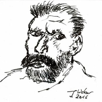 Disegno intitolato "Van Gogh Kuli Vince…" da Jörg Weber, Opera d'arte originale, Biro