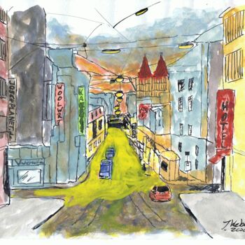 Painting titled "Kassel Kasseler Inn…" by Jörg Weber, Original Artwork, Watercolor