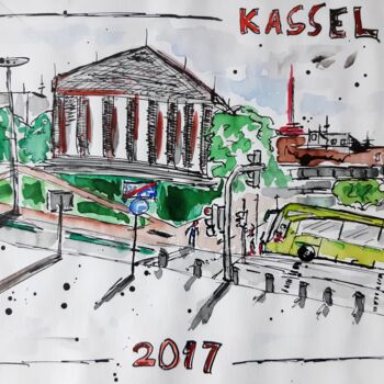 Peinture intitulée "Parthenon Kassel 20…" par Jörg Weber, Œuvre d'art originale, Aquarelle