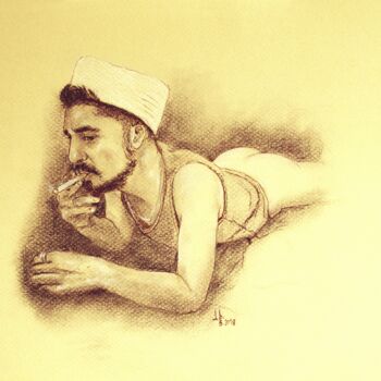 Gravures & estampes intitulée "Jonathan as a sailor" par Jorge Bandarra, Œuvre d'art originale, Crayon