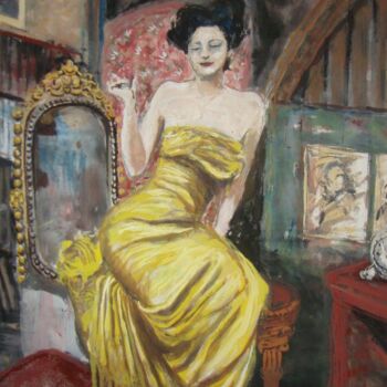 Pintura titulada "mujer en amarillo" por Jorge Blanco, Obra de arte original, Oleo
