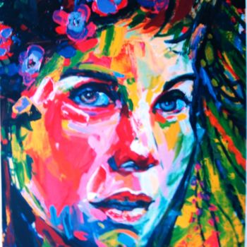 Painting titled "Woman Face" by Jorge Garcia, Original Artwork, Oil