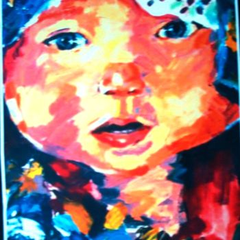 Painting titled "Child Face" by Jorge Garcia, Original Artwork, Oil