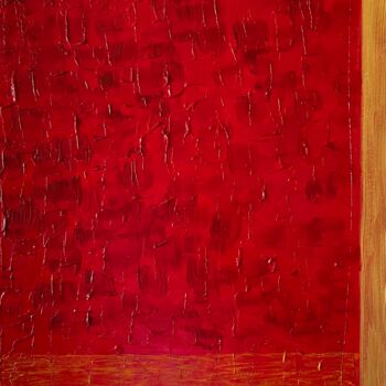 Painting titled "Ventanas: Red Skies…" by Jorge Gonzalez, Original Artwork, Acrylic Mounted on Wood Stretcher frame