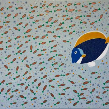 Painting titled "Blue Tang" by Jorge Gonzalez, Original Artwork, Acrylic Mounted on Wood Stretcher frame