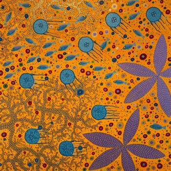 "Red Sea Stars" başlıklı Tablo Jorge Gonzalez tarafından, Orijinal sanat, Akrilik Ahşap Sedye çerçevesi üzerine monte edilmiş