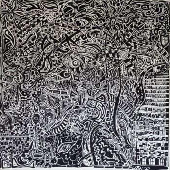 Painting titled "B&W Works#01" by Jorge Pinto Guedes, Original Artwork, Marker