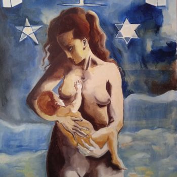Peinture intitulée "Maternidade" par Jorge Quiros, Œuvre d'art originale, Huile