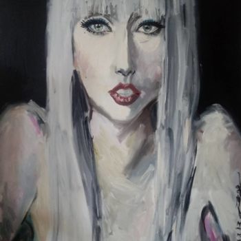 Schilderij getiteld "Retrato de Lady Gag…" door Jorge Quiros, Origineel Kunstwerk, Olie