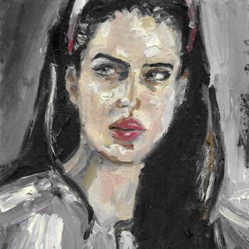 Pittura intitolato "Retrato de jovem" da Jorge Quiros, Opera d'arte originale, Olio