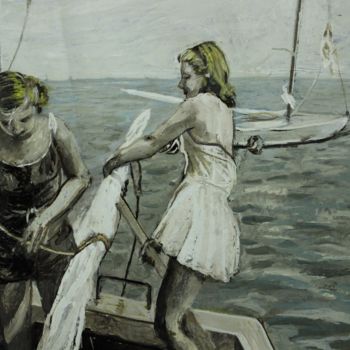 Malerei mit dem Titel "amarrando" von Jorgefabian Blanco, Original-Kunstwerk, Öl
