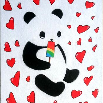 Картина под названием "Hungry Little Panda" - George Anthony Penon Cassallo, Подлинное произведение искусства, Акрил