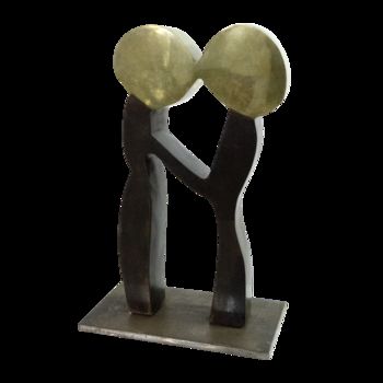 Sculpture titled "Kiss (Beijo)" by Jorge Braga, Original Artwork, Metals