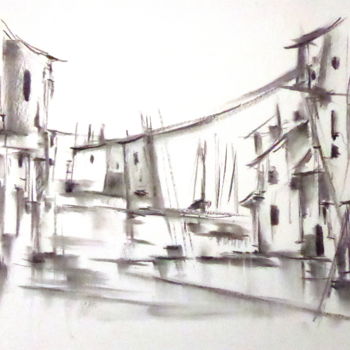 Drawing titled "Covilhã" by Jorge Coelho, Original Artwork, Charcoal