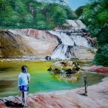 Pintura intitulada "Cachoeira dos Sonhos" por Jorge Junior, Obras de arte originais, Tinta
