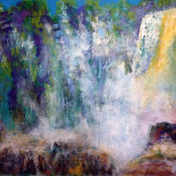 Painting titled "Waterfall" by Jorge Ferreira, Original Artwork, Gouache
