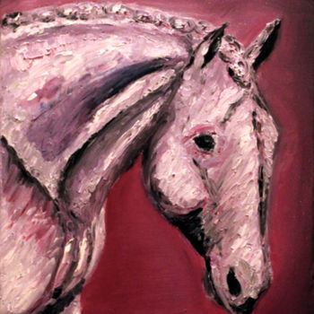Pintura intitulada "Pink horse as a dre…" por Jorgen Wagner, Obras de arte originais, Óleo
