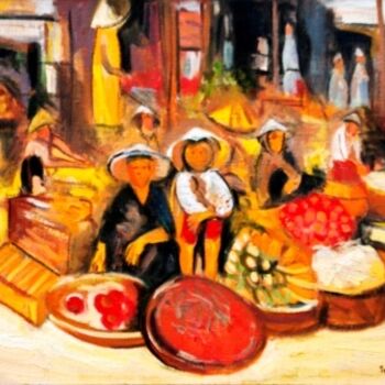 Pintura intitulada "Mercado Vietnamitas" por Jorge Novaes, Obras de arte originais