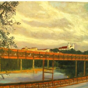 Pintura intitulada "Antiga Ferrovia em…" por Jorge Novaes, Obras de arte originais, Óleo