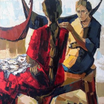 Pintura intitulada "Femmes de pecheurs.…" por Jori Duran, Obras de arte originais, Óleo