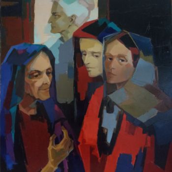 Painting titled "Visages" by Jori Duran, Original Artwork, Oil