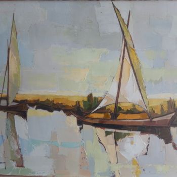 Painting titled "Barques" by Jori Duran, Original Artwork, Oil