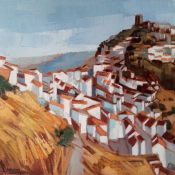 Painting titled "TOITS À CASARES" by Jori Duran, Original Artwork, Oil