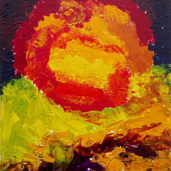 Schilderij getiteld "soleil rouge" door Georges Allin (JorJ), Origineel Kunstwerk, Acryl