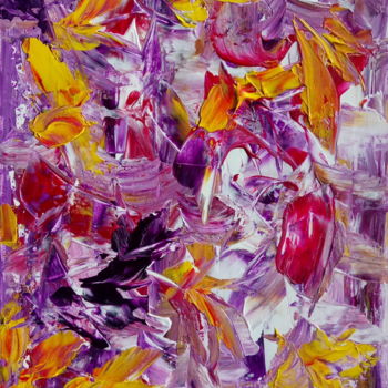 Peinture intitulée "Papillons-et-lavande" par Georges Allin (JorJ), Œuvre d'art originale, Acrylique