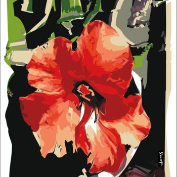 数字艺术 标题为“Hibiscus rouge” 由Georges Allin (JorJ), 原创艺术品, 数字油画