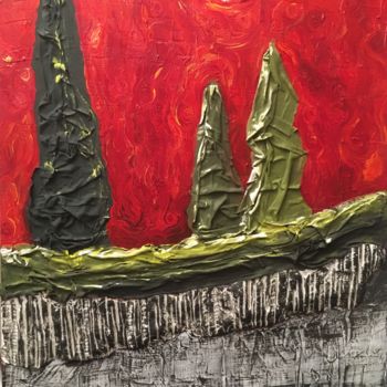 Painting titled ""Les trois arbres"" by François Jornod, Original Artwork, Acrylic