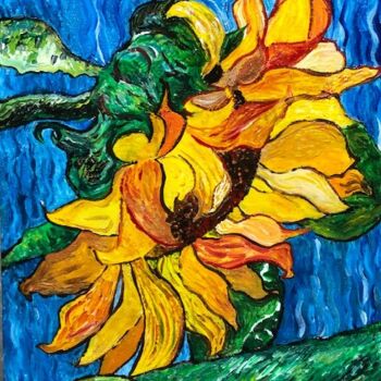 Painting titled ""Tournesols VI"" by François Jornod, Original Artwork, Acrylic