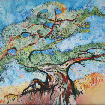 Peinture intitulée "'Le vieil arbre'" par François Jornod, Œuvre d'art originale, Acrylique