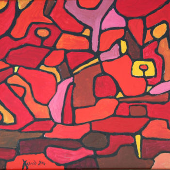 Pintura intitulada "'Paysage rouge'" por François Jornod, Obras de arte originais, Acrílico