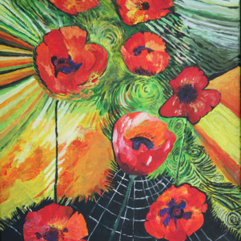 Painting titled "'Coquelicots'" by François Jornod, Original Artwork, Acrylic